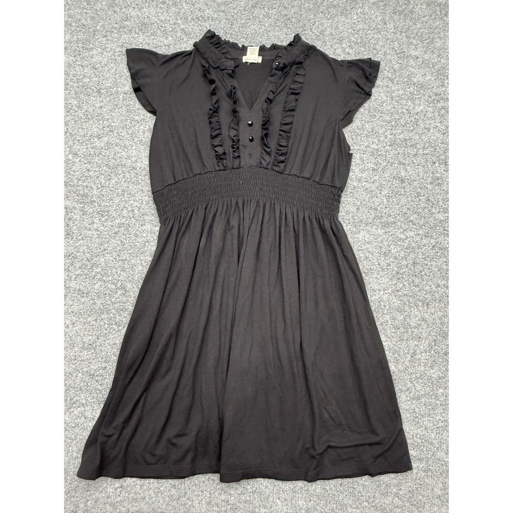 Sammy by Sam & Max Black Ruffle Smocked‎ Waist Knit Dress XL M9221-1H6